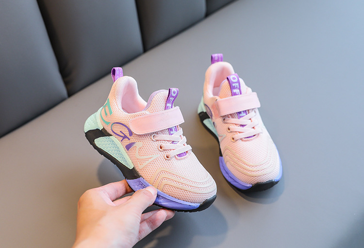Autumn 2020 New Color Matching Trend Web Celebrity Running Shoes for Boys Korean Girls Pink Sports Shoes for Children