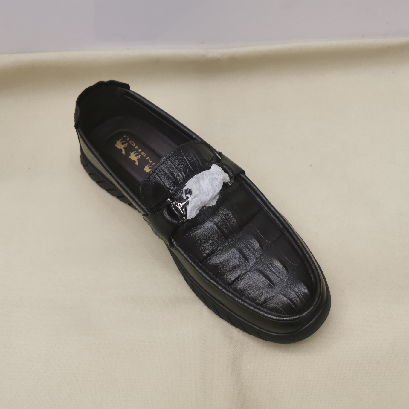 2021 Summer New First Layer Cowhide Crocodile Pattern Metal Decorative Men&#039;s Shoes Slip-on Wearable and Trendy European and American Comfortable Leather Shoes
