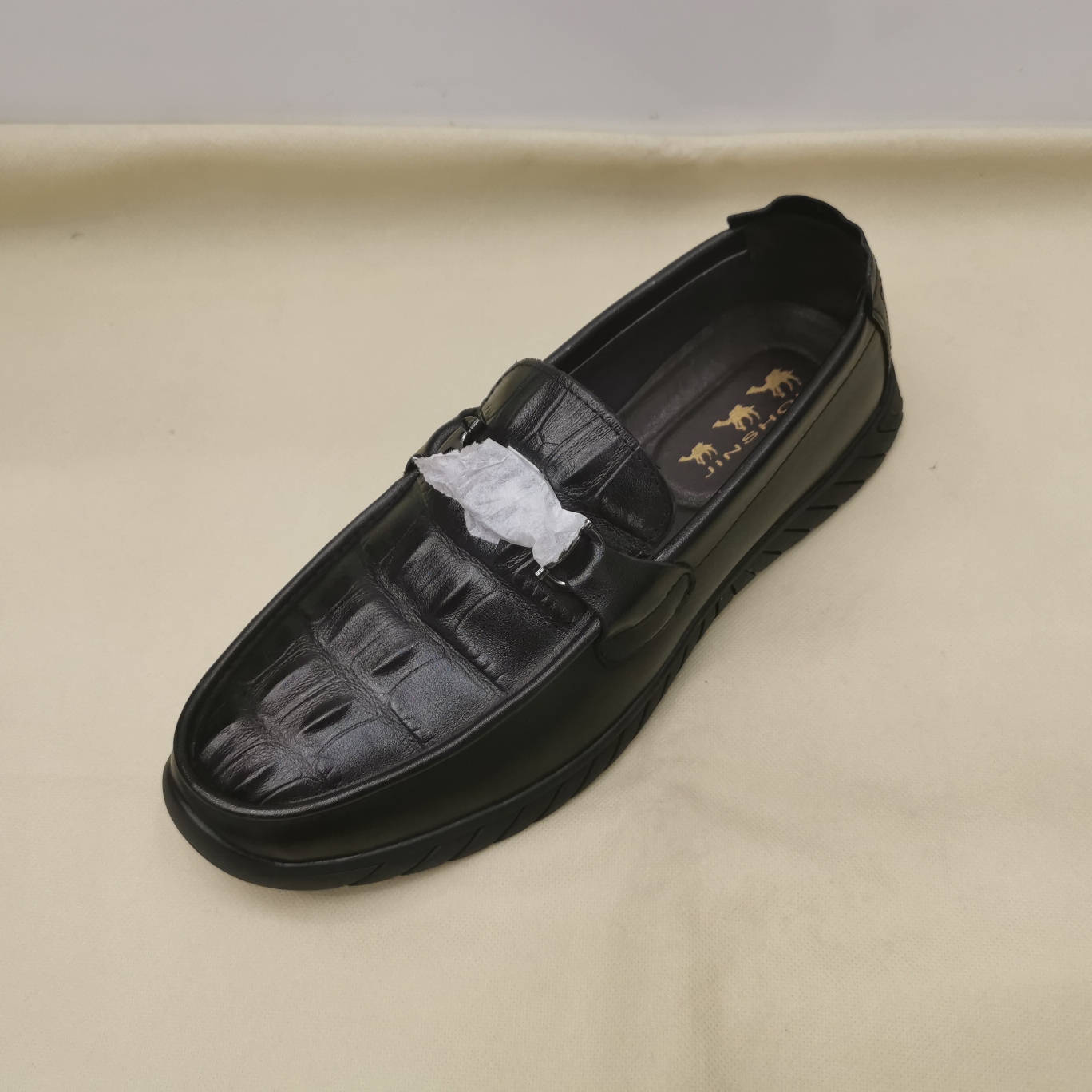 2021 Summer New First Layer Cowhide Crocodile Pattern Metal Decorative Men&#039;s Shoes Slip-on Wearable and Trendy European and American Comfortable Leather Shoes