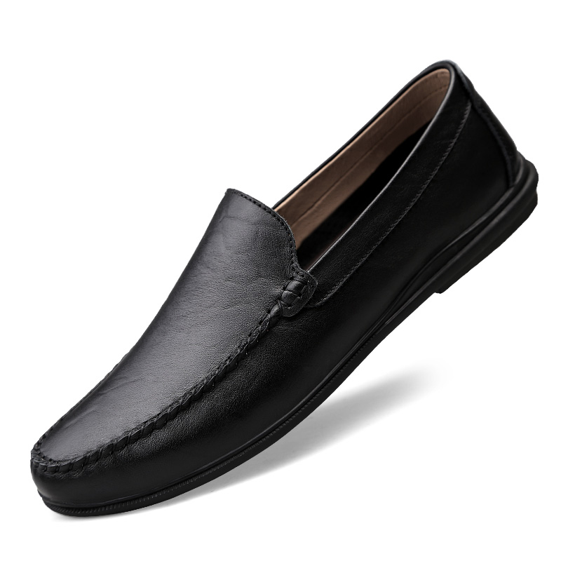 Autumn Men&#039;s Versatile Casual Leather Shoes Genuine Leather Breathable Trendy Shoes Men&#039;s Shoes Tods Men&#039;s Shoes Soft Bottom Soft Leather Black Shoes