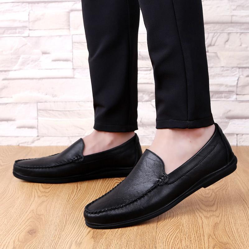 Autumn Men&#039;s Versatile Casual Leather Shoes Genuine Leather Breathable Trendy Shoes Men&#039;s Shoes Tods Men&#039;s Shoes Soft Bottom Soft Leather Black Shoes