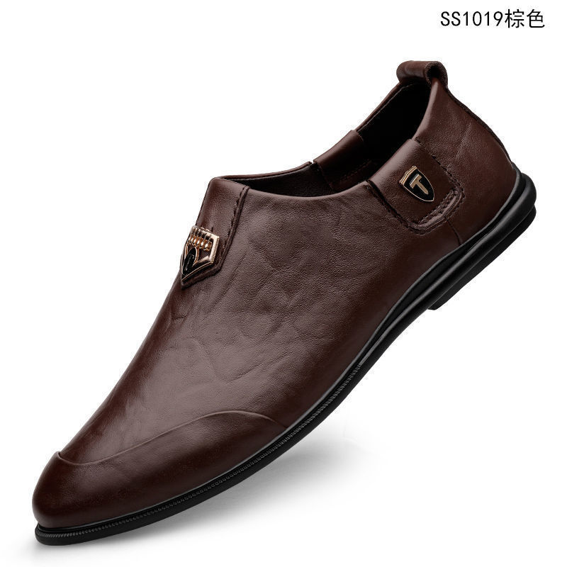 Men&#039;s Leather Shoes Genuine Cattlehide Leather Surface Soft Bottom Business Casual Shoes Soft Bottom Wear Sleeve Men&#039;s Shoes Fashionable All-Match Personality