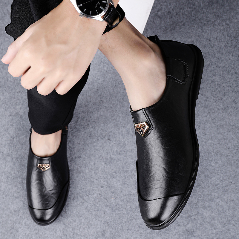Men&#039;s Leather Shoes Genuine Cattlehide Leather Surface Soft Bottom Business Casual Shoes Soft Bottom Wear Sleeve Men&#039;s Shoes Fashionable All-Match Personality