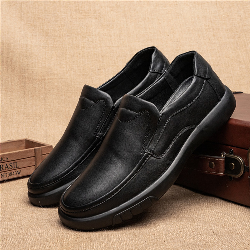 A Leather Shoes Men&#039;s Genuine Leather Autumn New First Layer Cowhide Leather Shoes Soft Leather Breathable Middle-Aged and Elderly Non-Slip Soft Bottom Daddy&#039;s Shoes