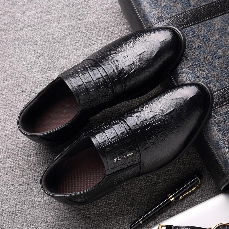Men&#039;s Shoes 2021 New Autumn Business Formal Casual Leather Shoes Men&#039;s Genuine Leather Crocodile Pattern Middle-Aged and Elderly Dad Shoes