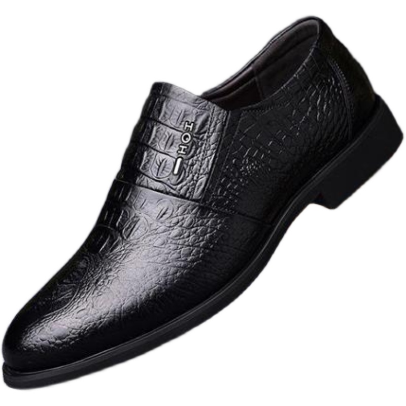 Men&#039;s Shoes 2021 New Autumn Business Formal Casual Leather Shoes Men&#039;s Genuine Leather Crocodile Pattern Middle-Aged and Elderly Dad Shoes