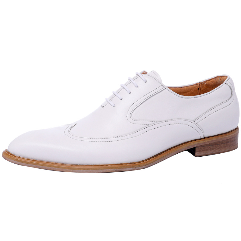 White Leather Shoes Men&#039;s Genuine Leather Business Formal Wear British Simple Pointed Oxford Shoes Physical Store Wholesale Men&#039;s Shoes