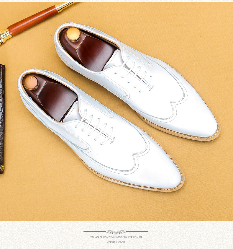White Leather Shoes Men's Genuine Leather Business Formal Wear British Simple Pointed Oxford Shoes Physical Store Wholesale Men's Shoes White Leather Shoes Men's Genuine Leather Business Formal Wear British Simple Pointed Oxford Shoes Physical Store Wholesale Men's Shoes