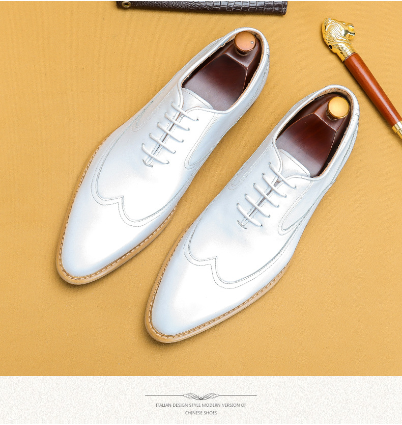 White Leather Shoes Men's Genuine Leather Business Formal Wear British Simple Pointed Oxford Shoes Physical Store Wholesale Men's Shoes White Leather Shoes Men's Genuine Leather Business Formal Wear British Simple Pointed Oxford Shoes Physical Store Wholesale Men's Shoes