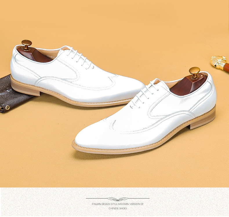 White Leather Shoes Men's Genuine Leather Business Formal Wear British Simple Pointed Oxford Shoes Physical Store Wholesale Men's Shoes White Leather Shoes Men's Genuine Leather Business Formal Wear British Simple Pointed Oxford Shoes Physical Store Wholesale Men's Shoes