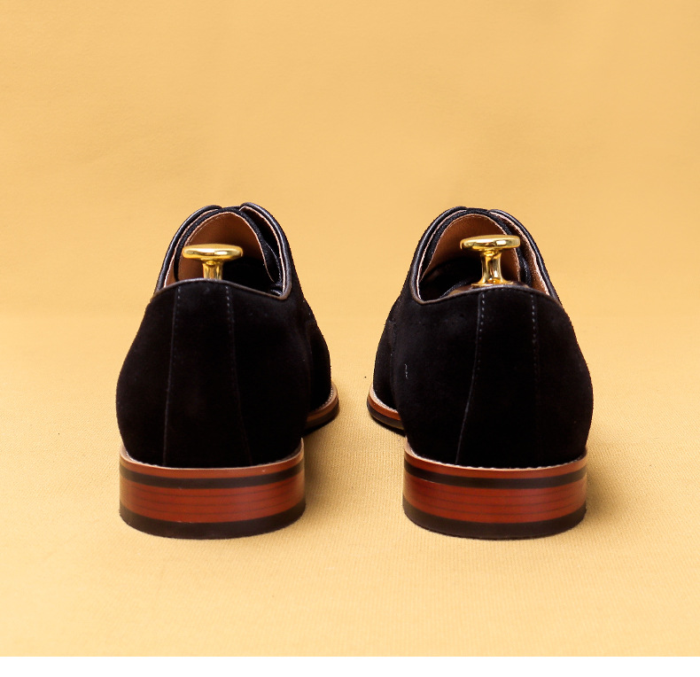 Cross-Border Men's Shoes British Genuine Leather Suede Business Formal Wear Oxford Shoes Lace-up Carving Brogue Foreign Trade Leather Shoes