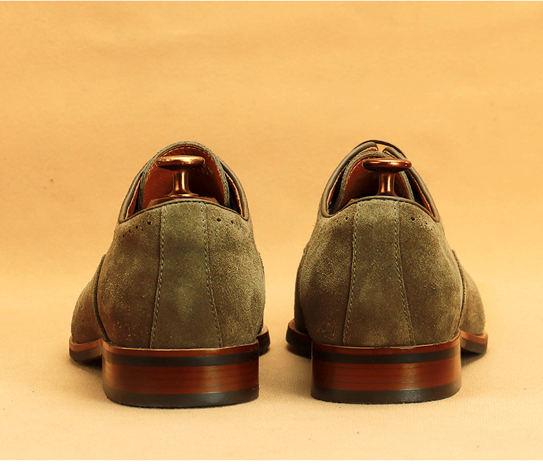 Cross-Border Men's Shoes British Genuine Leather Suede Business Formal Wear Oxford Shoes Lace-up Carving Brogue Foreign Trade Leather Shoes