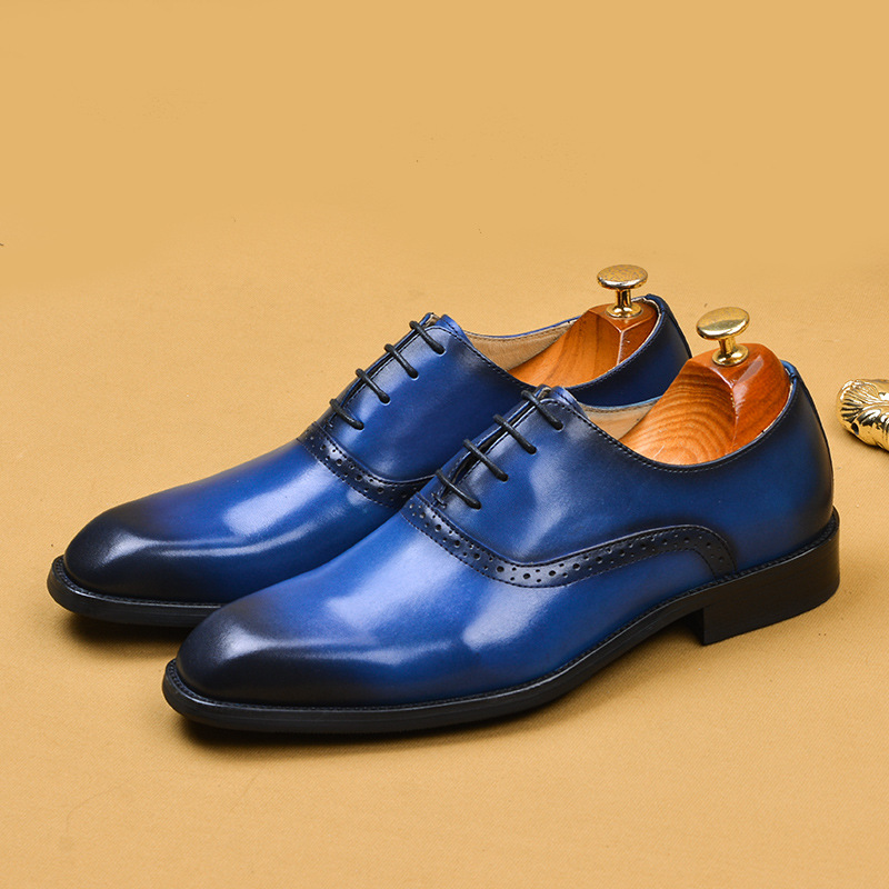 Men&#039;s Formal Wear Business Casual Leather Shoes Men&#039;s Genuine Leather England Style First Layer Cowhide Shoes Factory Resume Work Customization