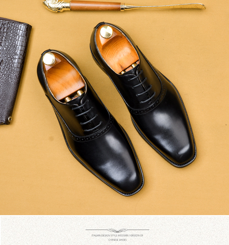 Men's Formal Wear Business Casual Leather Shoes Men's Genuine Leather England Style First Layer Cowhide Shoes Factory Resume Work Customization