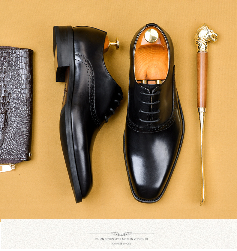 Men's Formal Wear Business Casual Leather Shoes Men's Genuine Leather England Style First Layer Cowhide Shoes Factory Resume Work Customization