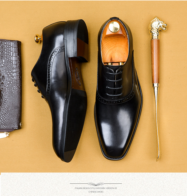 Men's Formal Wear Business Casual Leather Shoes Men's Genuine Leather England Style First Layer Cowhide Shoes Factory Resume Work Customization