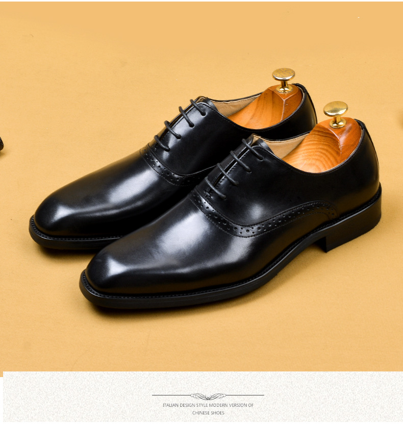 Men's Formal Wear Business Casual Leather Shoes Men's Genuine Leather England Style First Layer Cowhide Shoes Factory Resume Work Customization