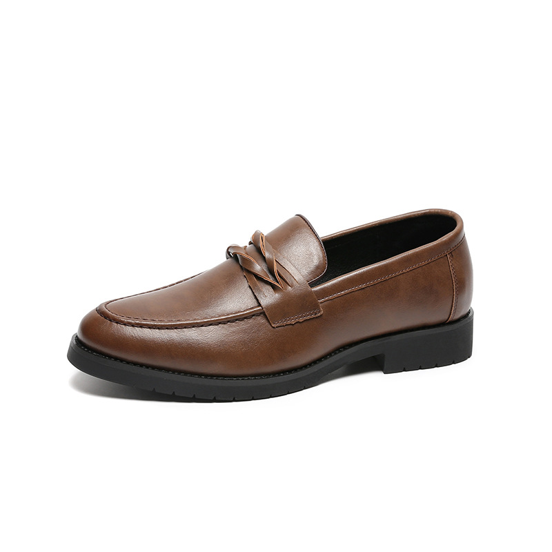 Korean Fashion Men&#039;s Leather Shoes Fashion Slip-on Low-Top Leather Shoes Men Work Shoes Wholesale Model