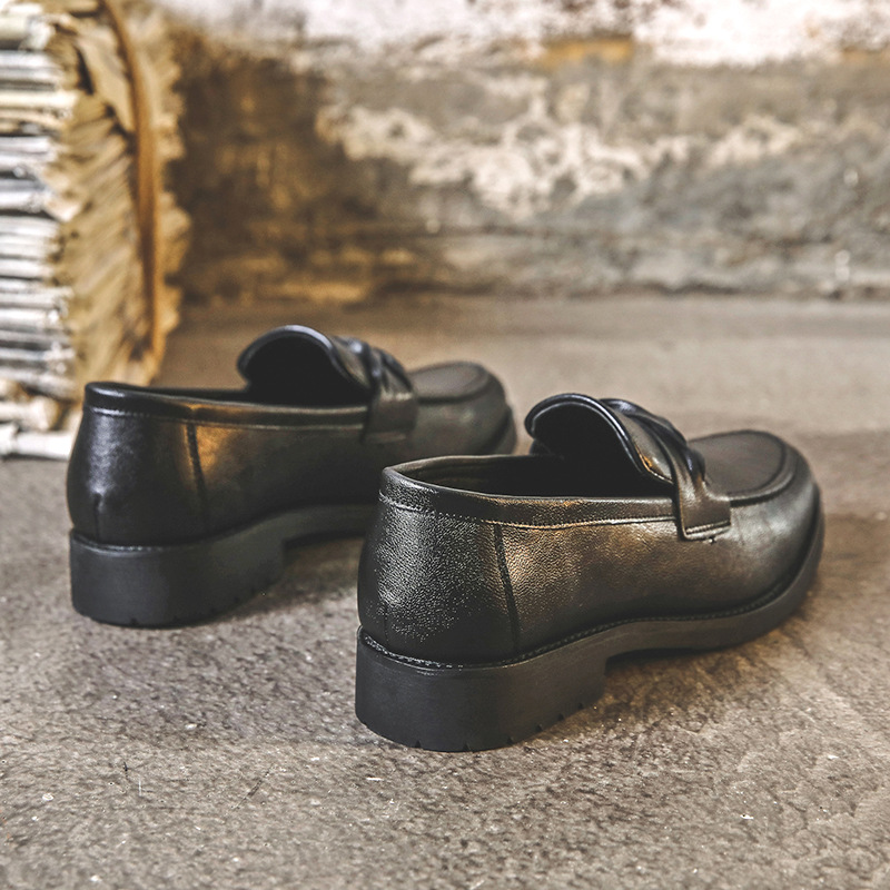 Korean Fashion Men&#039;s Leather Shoes Fashion Slip-on Low-Top Leather Shoes Men Work Shoes Wholesale Model