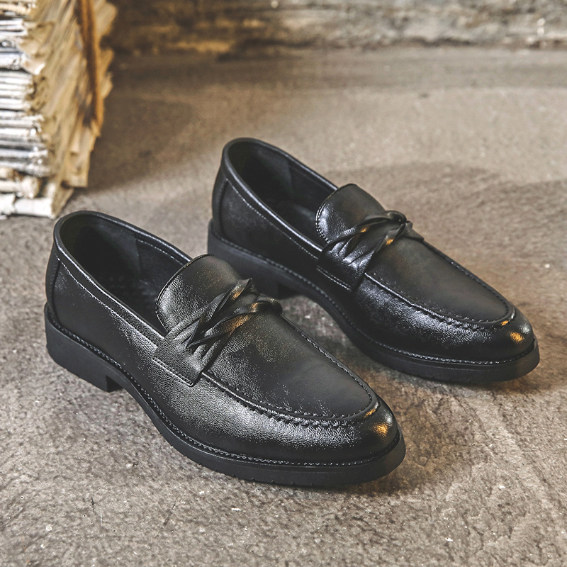 Korean Fashion Men&#039;s Leather Shoes Fashion Slip-on Low-Top Leather Shoes Men Work Shoes Wholesale Model