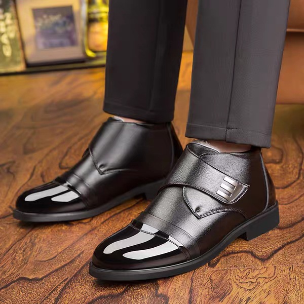 Cotton-Padded Shoes with Velvet Men&#039;s Shoes Dad Shoes Winter Dad Shoes Thickened Velvet High-Top Shoes round Toe Men&#039;s Cotton Leather Shoes