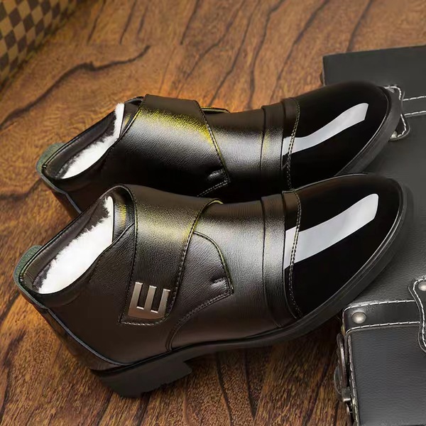 Cotton-Padded Shoes with Velvet Men&#039;s Shoes Dad Shoes Winter Dad Shoes Thickened Velvet High-Top Shoes round Toe Men&#039;s Cotton Leather Shoes