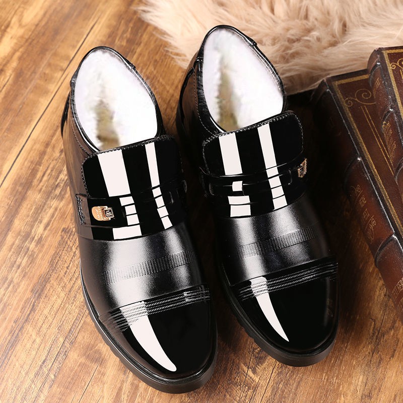 Men&#039;s Cotton-Padded Shoes Winter Velvet Thermal and Thickening Versatile Business Casual High-Top Leather Shoes Non-Slip Men&#039;s Dad Snow Boots