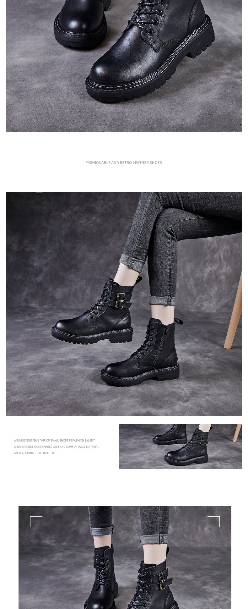 2021 Autumn New Retro Women's Shoes Top Layer Cowhide Martin Boots Breathable, Non-Slip, Wear-Resistant Handmade High-Top Leather Shoes
