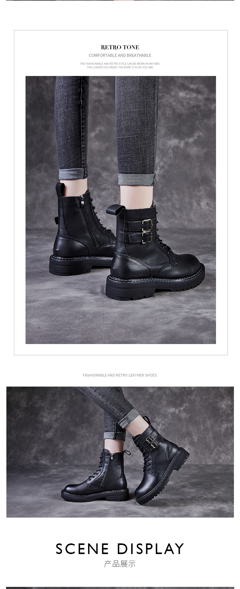 2021 Autumn New Retro Women's Shoes Top Layer Cowhide Martin Boots Breathable, Non-Slip, Wear-Resistant Handmade High-Top Leather Shoes
