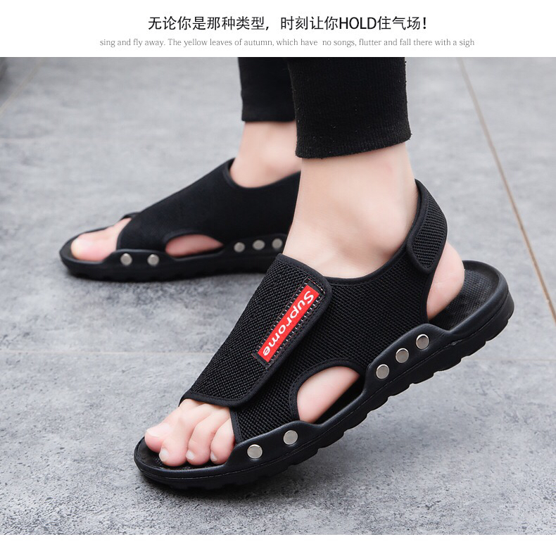 Slippers Men&#039;s Summer Korean Style Trendy Velcro Sandals Non-Slip Soft Bottom Sandals Flat Casual Stylish Beach