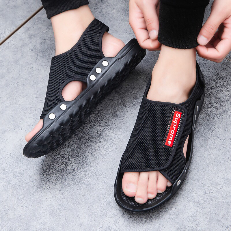 Slippers Men&#039;s Summer Korean Style Trendy Velcro Sandals Non-Slip Soft Bottom Sandals Flat Casual Stylish Beach