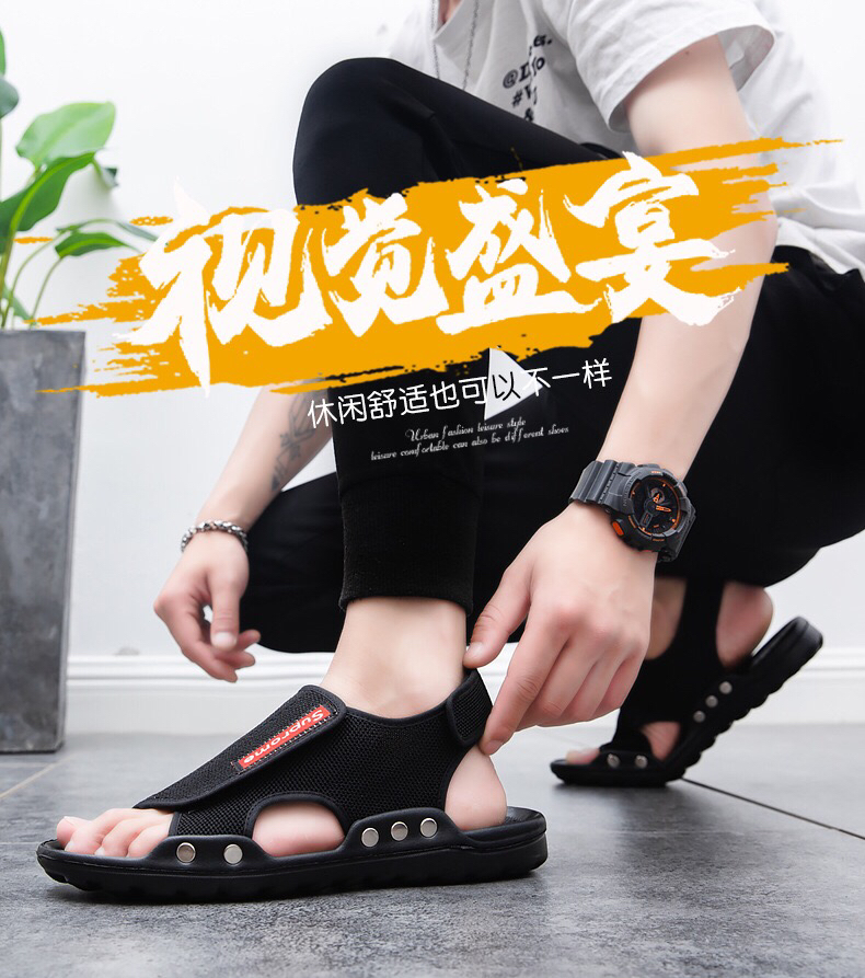Slippers Men's Summer Korean Style Trendy Velcro Sandals Non-Slip Soft Bottom Sandals Flat Casual Stylish Beach Slippers Men's Summer Korean Style Trendy Velcro Sandals Non-Slip Soft Bottom Sandals Flat Casual Stylish Beach