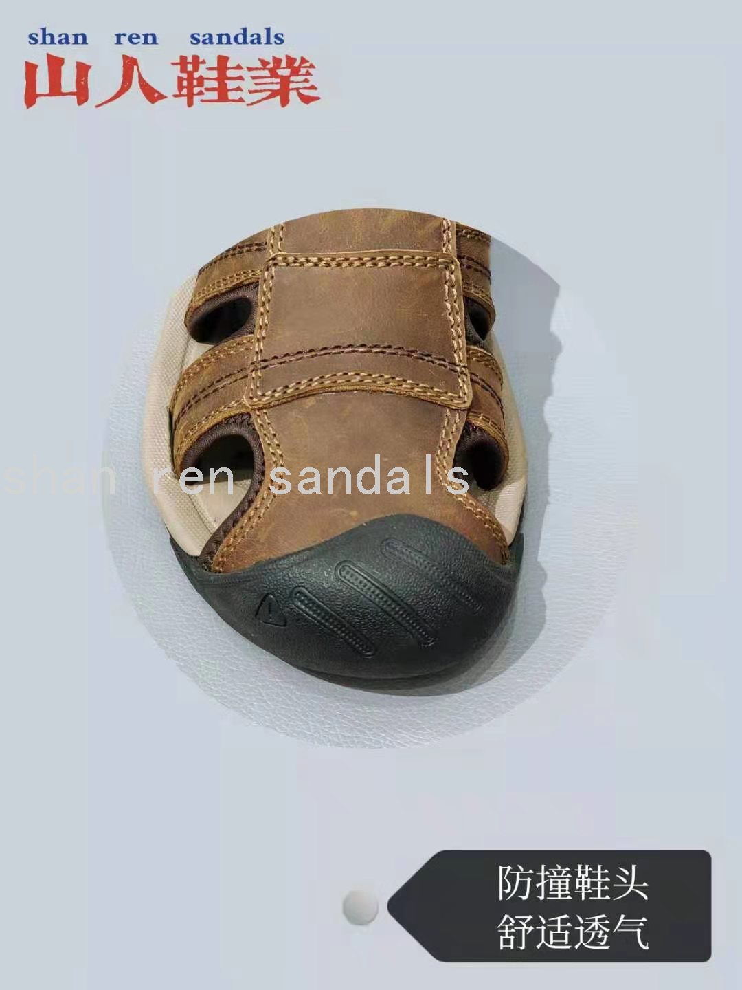 Men&#039;s 2021 Thick-Soled Leather Closed Toe Beach Sandals Casual Shoes Outdoor Fashion Wholesale Foreign Trade