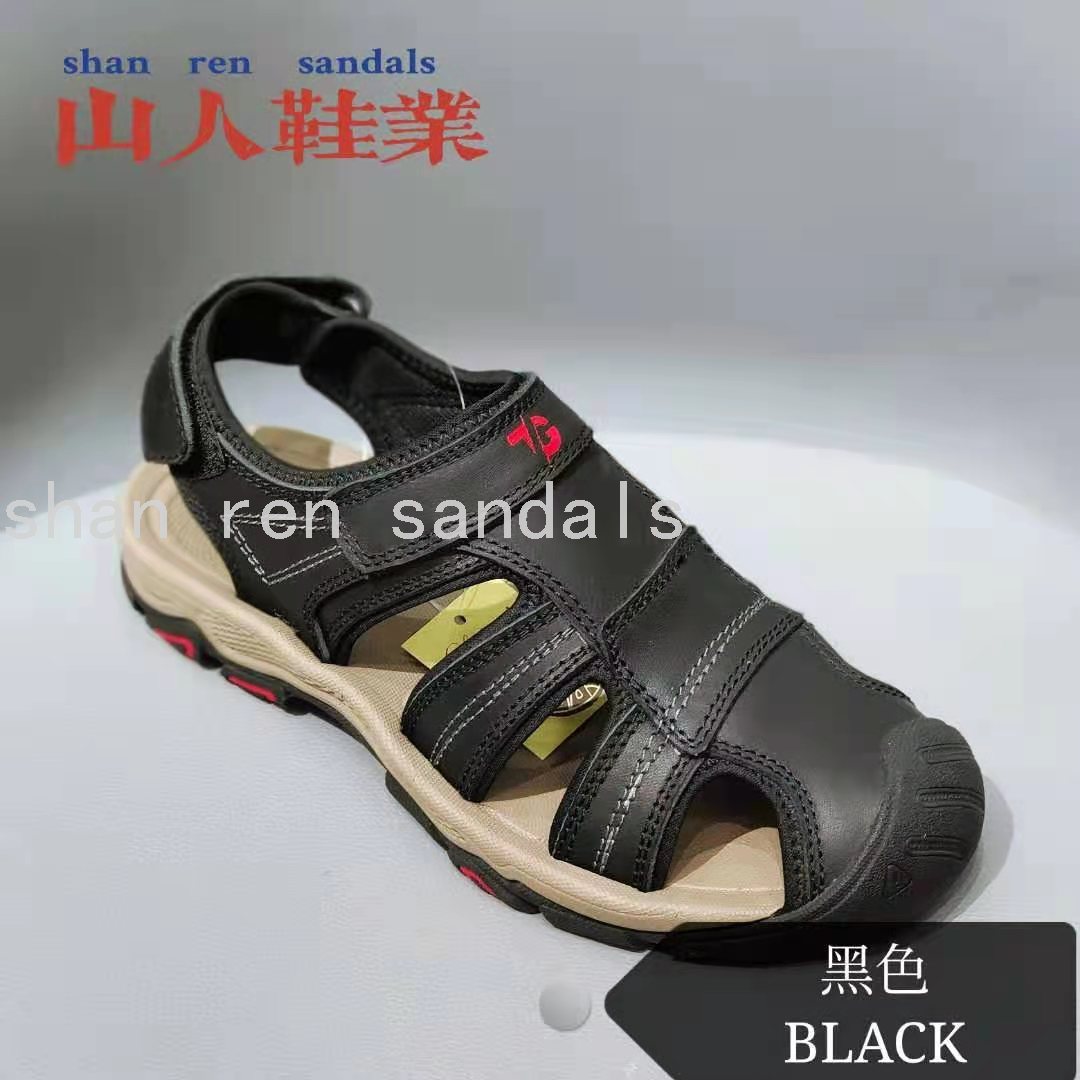 Men&#039;s 2021 Thick-Soled Leather Closed Toe Beach Sandals Casual Shoes Outdoor Fashion Wholesale Foreign Trade