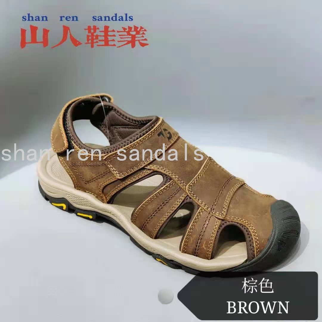 Men's 2021 Thick-Soled Leather Closed Toe Beach Sandals Casual Shoes Outdoor Fashion Wholesale Foreign Trade