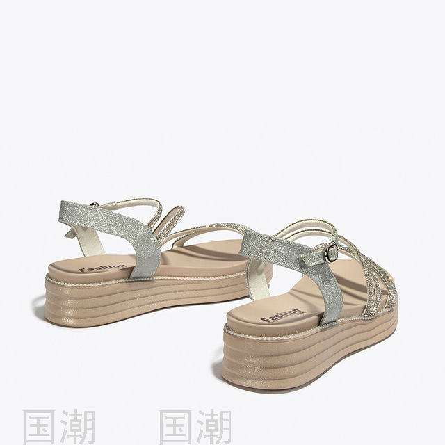 Fashion Lace-up Casual Shoes Women&#039;s All-Matching Slimming Platform Platform Sandals for Outer Wear Roman Shoes One Piec