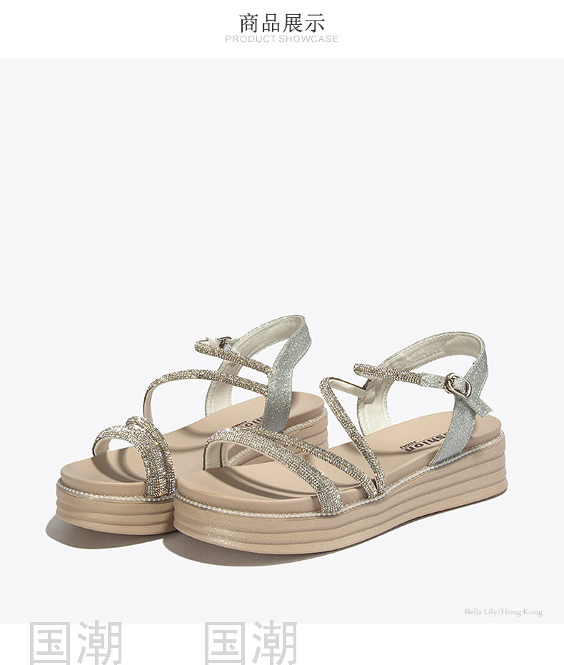 Fashion Lace-up Casual Shoes Women's All-Matching Slimming Platform Platform Sandals for Outer Wear Roman Shoes One Piec