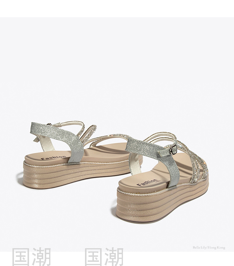 Fashion Lace-up Casual Shoes Women's All-Matching Slimming Platform Platform Sandals for Outer Wear Roman Shoes One Piec