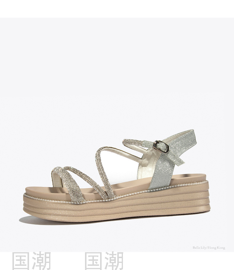 Fashion Lace-up Casual Shoes Women's All-Matching Slimming Platform Platform Sandals for Outer Wear Roman Shoes One Piec