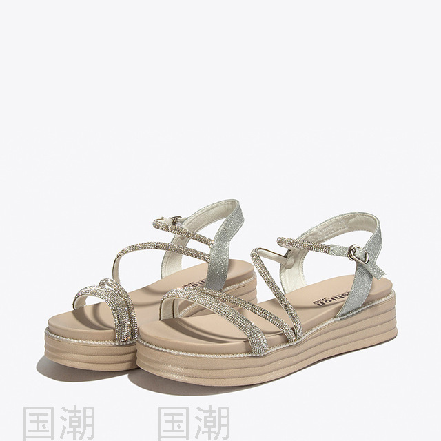 Fashion Lace-up Casual Shoes Women's All-Matching Slimming Platform Platform Sandals for Outer Wear Roman Shoes One Piec
