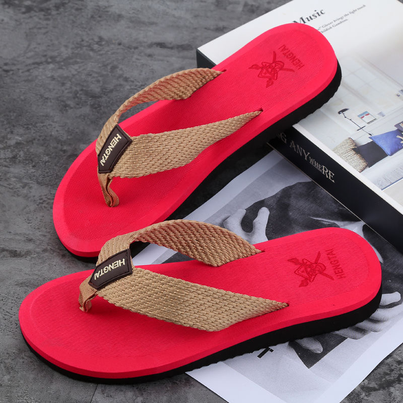 Foreign Trade New Eva Woven Fabric Men&#039;s Flip Flops with Beach Holiday Sandals and Slippers in Stock Support Customization