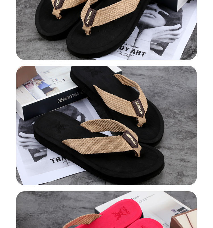 Foreign Trade New Eva Woven Fabric Men's Flip Flops with Beach Holiday Sandals and Slippers in Stock Support Customization