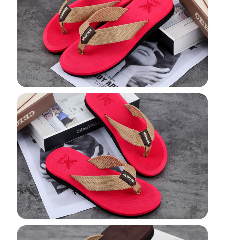 Foreign Trade New Eva Woven Fabric Men's Flip Flops with Beach Holiday Sandals and Slippers in Stock Support Customization