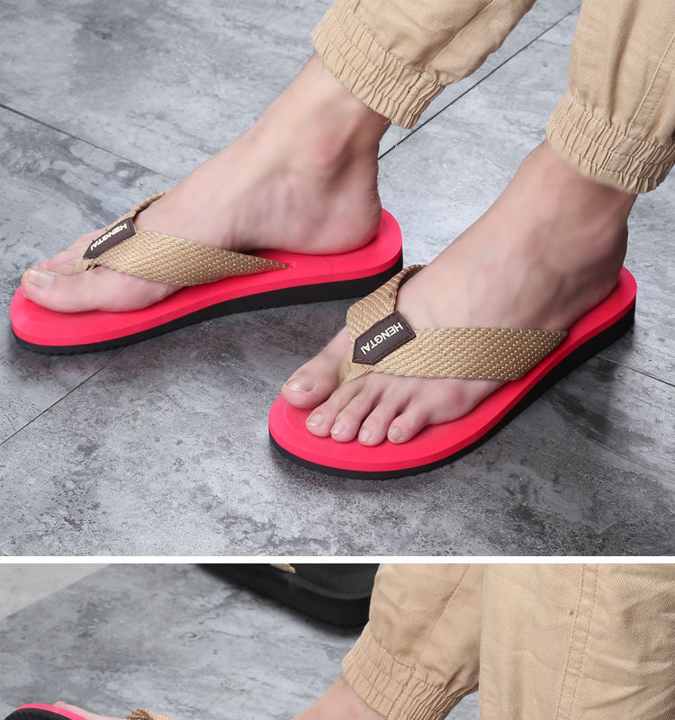 Foreign Trade New Eva Woven Fabric Men's Flip Flops with Beach Holiday Sandals and Slippers in Stock Support Customization