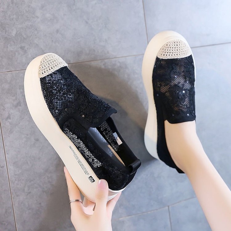 2021 Summer New Mesh Lace Fisherman Shoes Hollow Sandals Platform Casual Shoes Cross-Border Platform Shoes