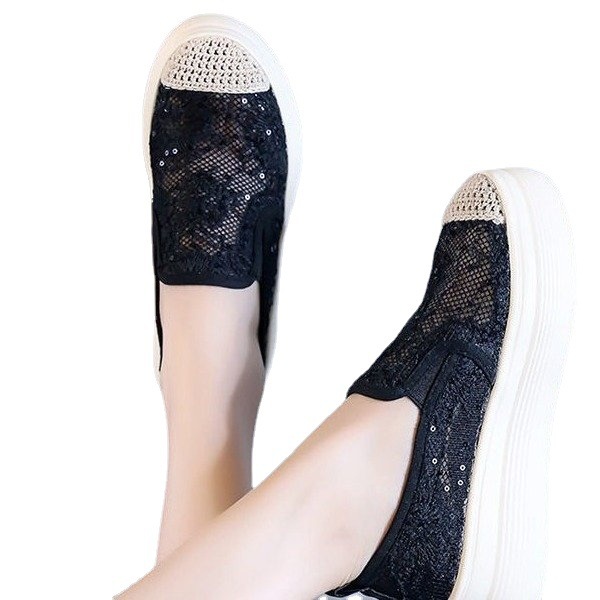 2021 Summer New Mesh Lace Fisherman Shoes Hollow Sandals Platform Casual Shoes Cross-Border Platform Shoes