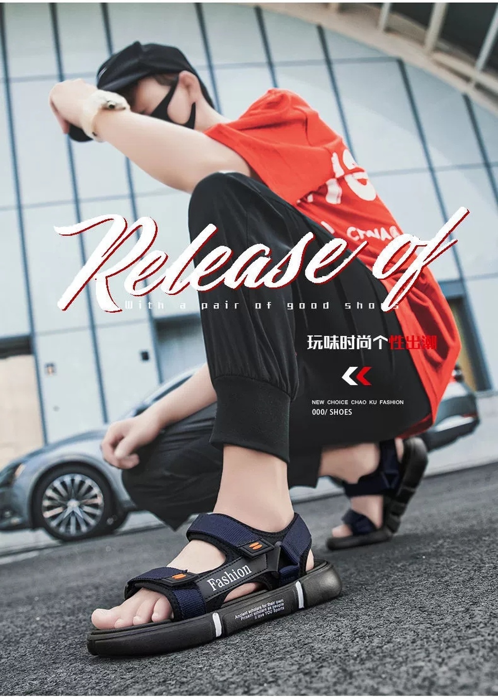 Sandals Men's Ins Trendy Summer Student Youth Vietnam Roman Sports One Pair of Shoes for Two Uses Driving Beach Shoes