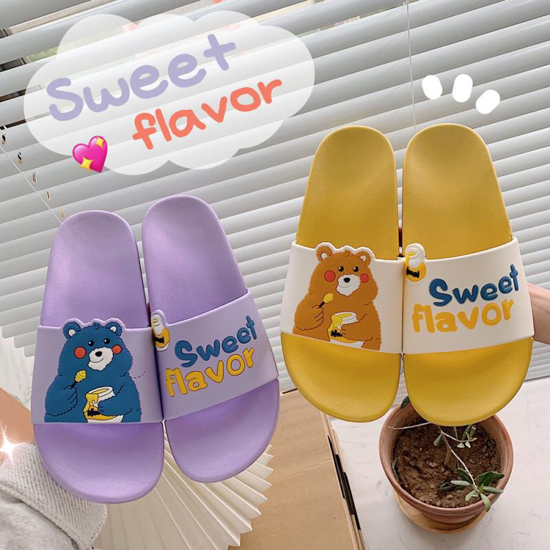 Women&#039;s Summer Indoor Bath Ins Style Girl Heart Student Flat Cute Bear Sandals Foreign Trade