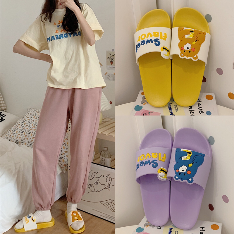 Women's Summer Indoor Bath Ins Style Girl Heart Student Flat Cute Bear Sandals Foreign Trade