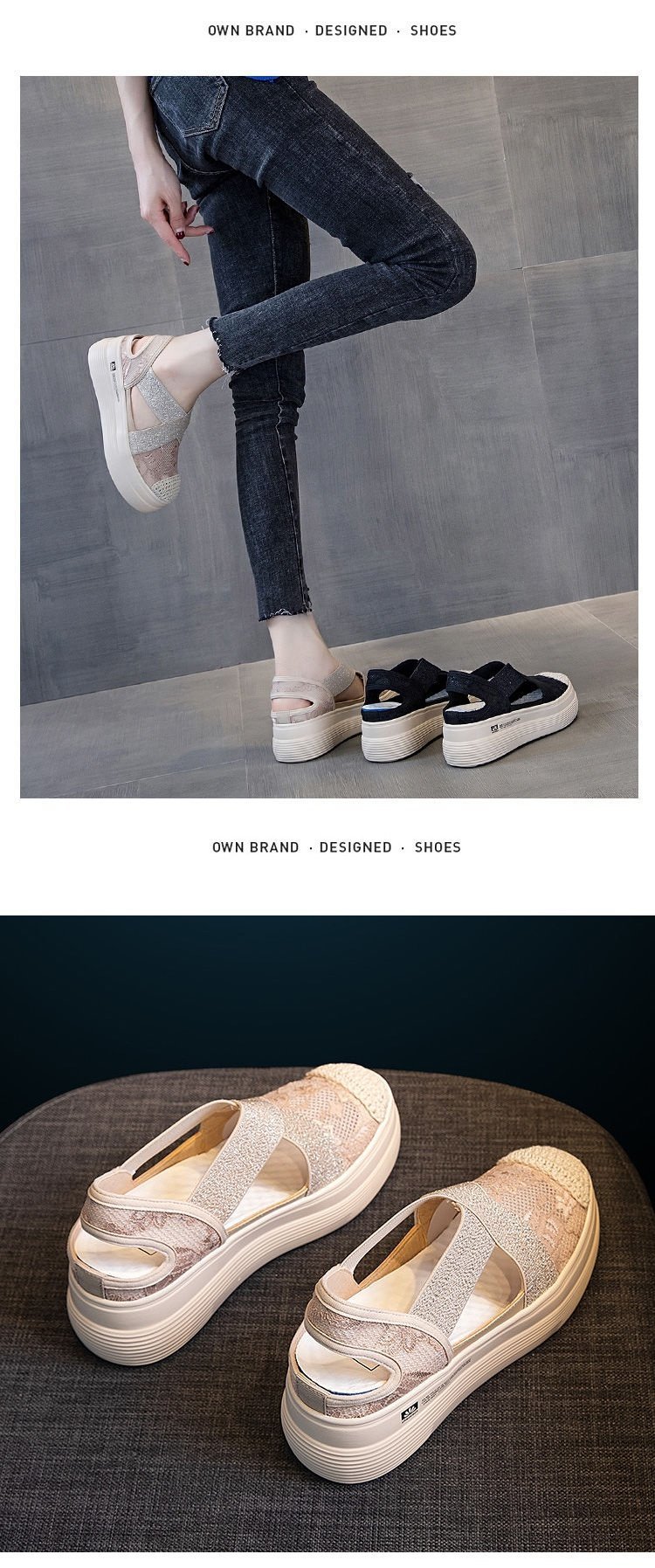 2021 Summer Autumn Style Platform Platform Lace Slip-on Lofter Loafers Sandals Breathable Mesh Hollow Fisherman Shoes for Women 2021 Summer Autumn Style Platform Platform Lace Slip-on Lofter Loafers Sandals Breathable Mesh Hollow Fisherman Shoes for Women